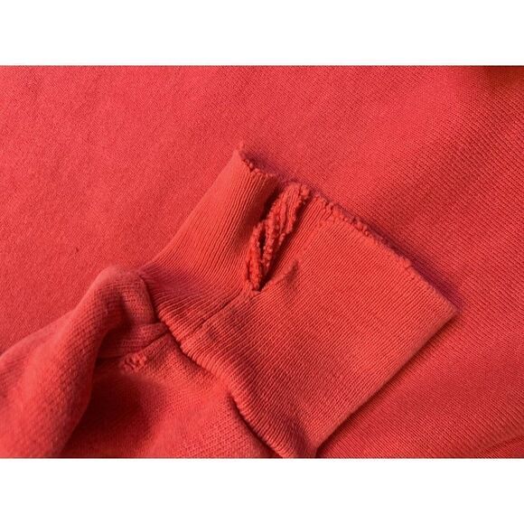 VINTAGE Champion Logo Embroidered Sweatshirt Men Medium Red Distressed USA 90s - Picture 5 of 9